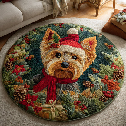 Dashing Yorkie Quilted Round Mat NCU0HH733
