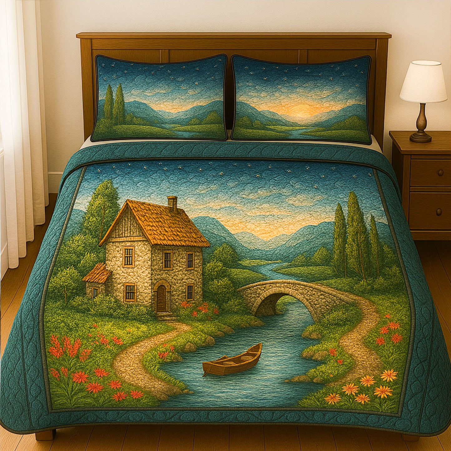 Dawn Bloom 3-Piece Quilted Bedding Set NCU0PT5772
