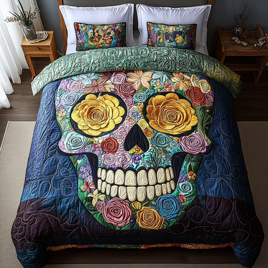 Day of Skull 3-Piece Quilted Bedding Set NCU0DK6232