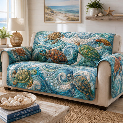 Deep Azure Navigators Quilted Sofa Cover NCU0VL3935