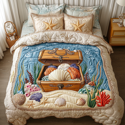 Deep Blue 3-Piece Quilted Bedding Set NCU0DK7915