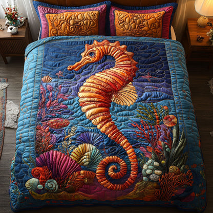 Deep Blue Comfort 3-Piece Quilted Bedding Set NCU0PT4181