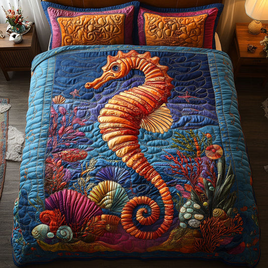 Deep Blue Comfort 3-Piece Quilted Bedding Set NCU0PT4181