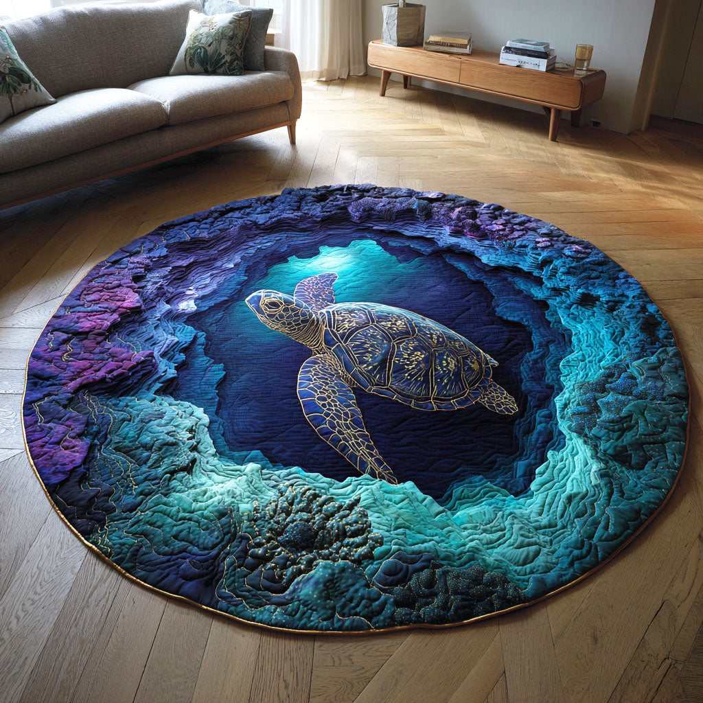 Deep Blue Drift Quilted Round Mat NCU0TD975