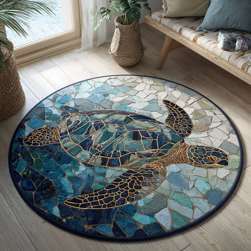 Deep Blue Drift Round Carpet NCU0TV820