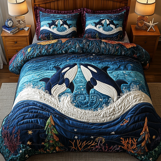 Deep Blue Force 3-Piece Quilted Bedding Set NCU0DK2389