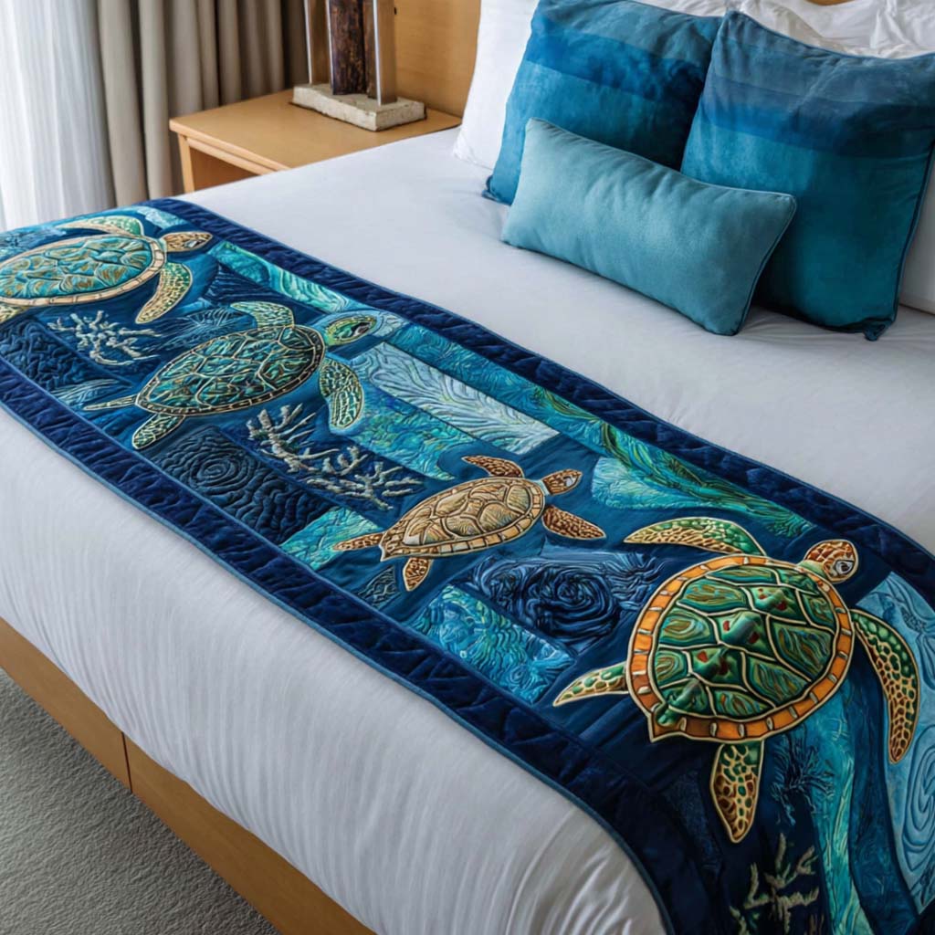 Deep Blue Guardian Quilted Bed Runner NCU0PT9458