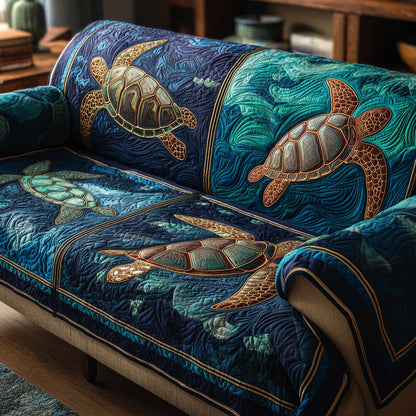 Deep Blue Haven Quilted Sofa Cover NCU0TV733