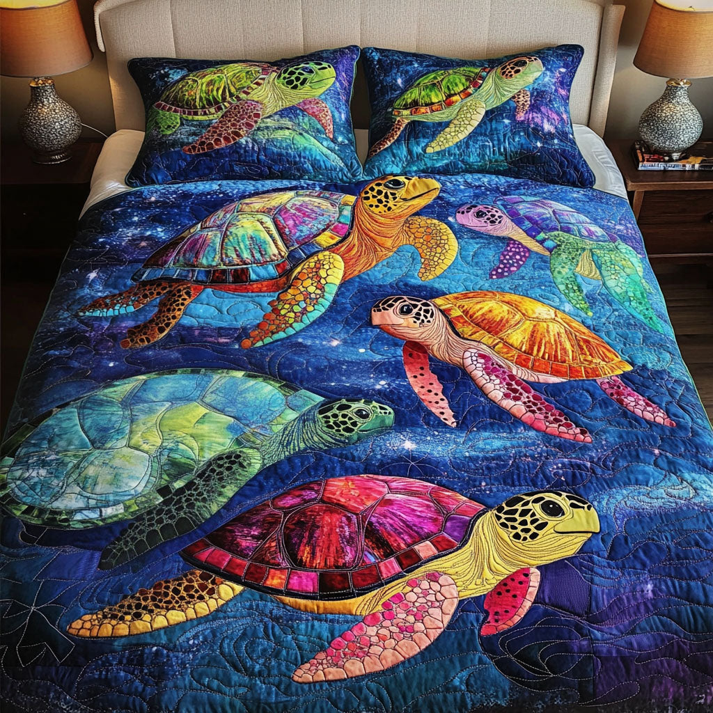 Deep Blue Serenity 3-Piece Quilted Bedding Set NCU0PT2400