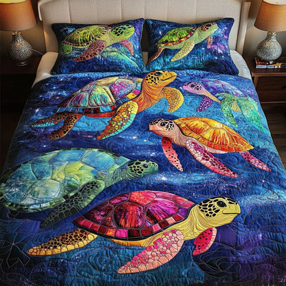Deep Blue Serenity 3-Piece Quilted Bedding Set NCU0PT2400