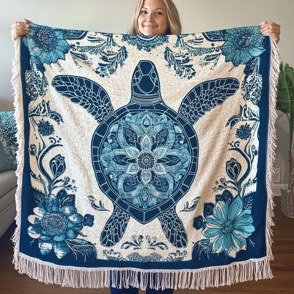 Deep Blue Wanderer Woven Sofa Blanket NCU0PT4943
