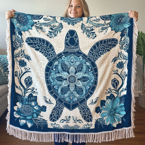 Deep Blue Wanderer Woven Sofa Blanket NCU0PT4943