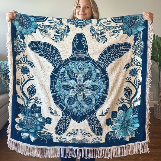 Deep Blue Wanderer Woven Sofa Blanket NCU0PT4943