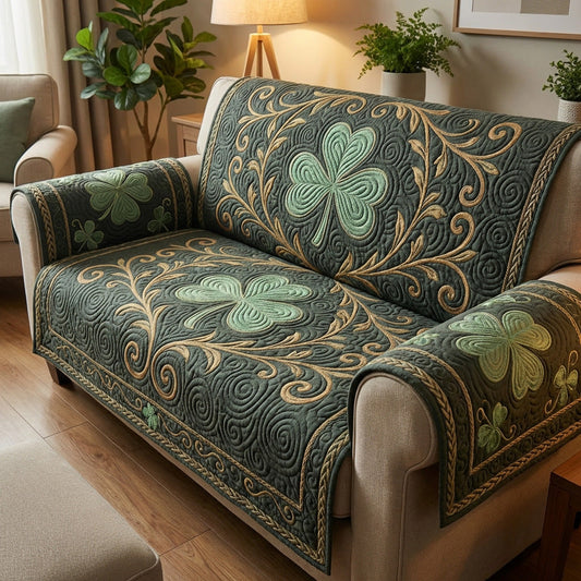 Deep Clover Field Quilted Sofa Cover NCU0TV1582