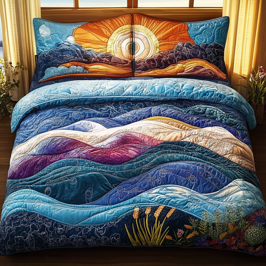 Deep Current 3-Piece Quilted Bedding Set NCU0DV5655