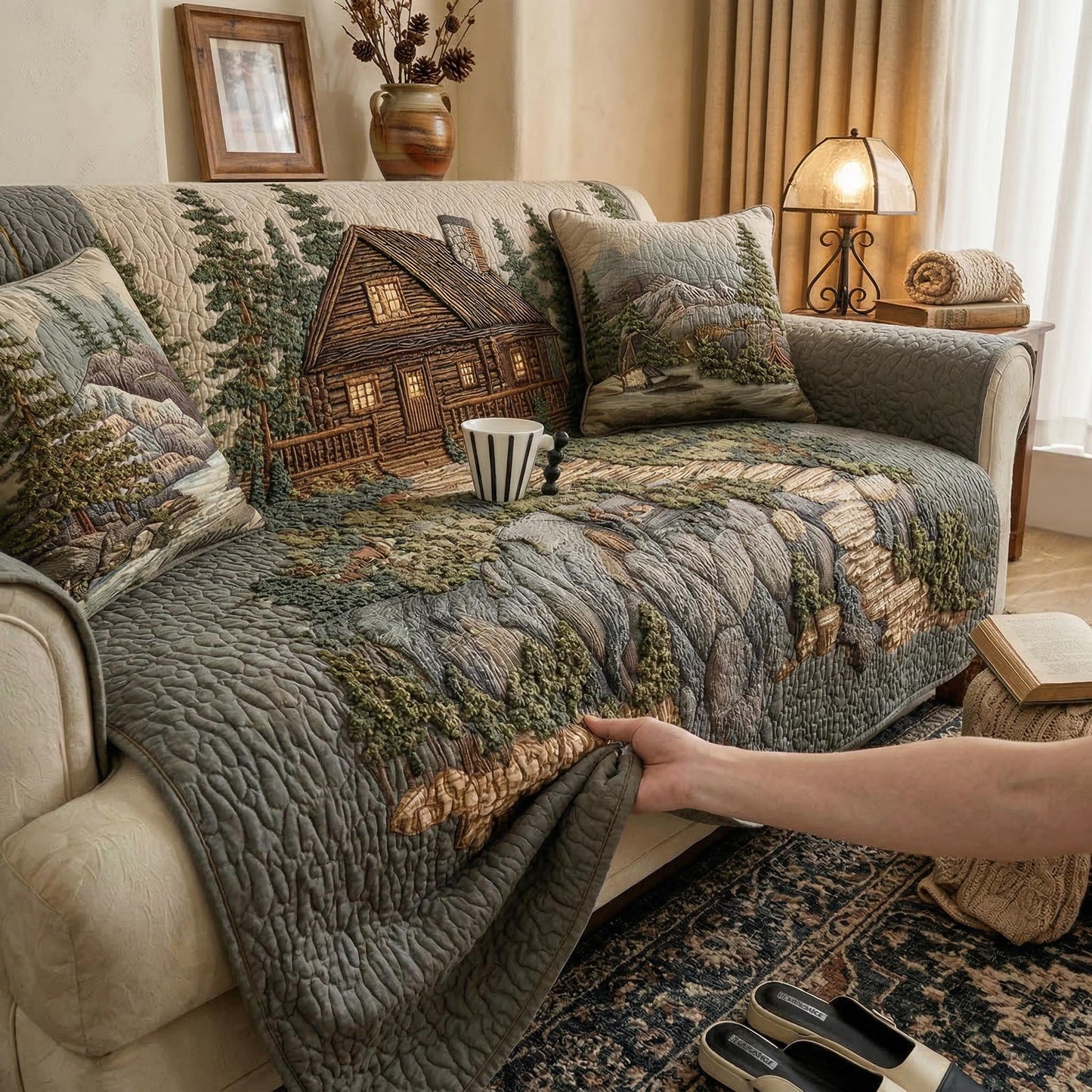 Deep Forest Spirit Quilted Sofa Cover NCU0TD1797