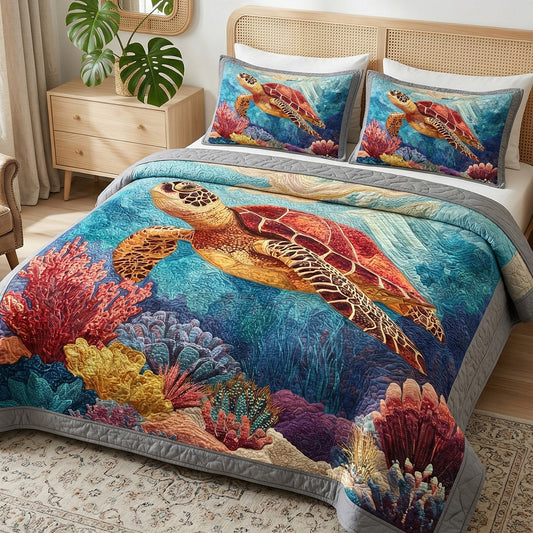 Deep Ocean 3-Piece Quilted Bedding Set NCU0NT12703