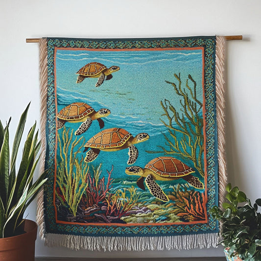 Deep Ocean Turtles Woven Sofa Blanket NCU0NT4767