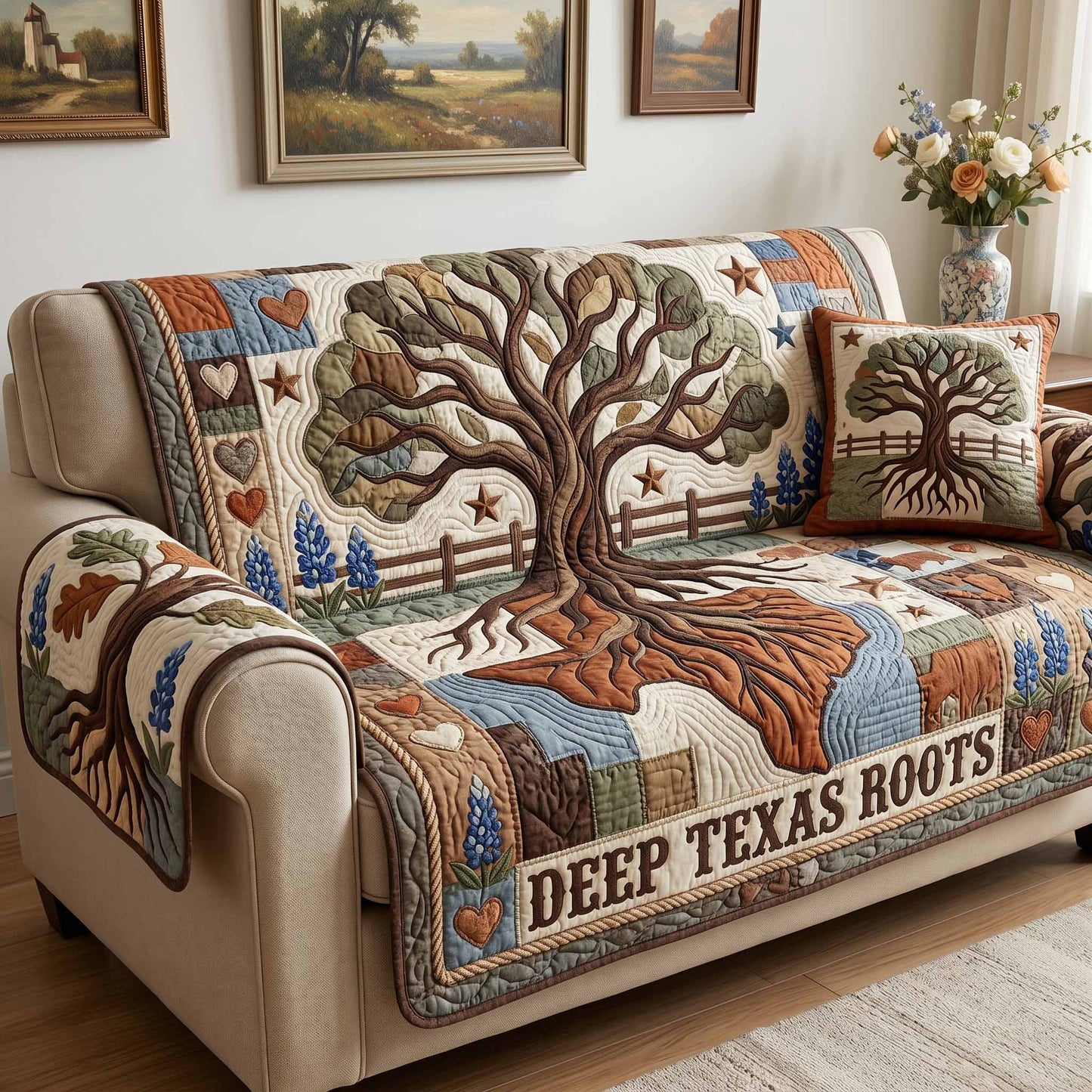 Deep Roots Quilted Sofa Cover NCU0XD2864