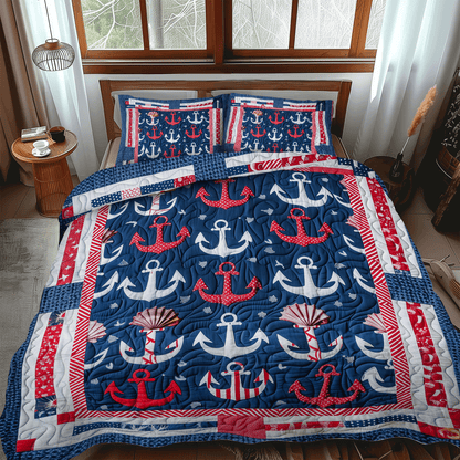 Deep Sea Anchors 3-Piece Quilted Bedding Set NCU0TH1220