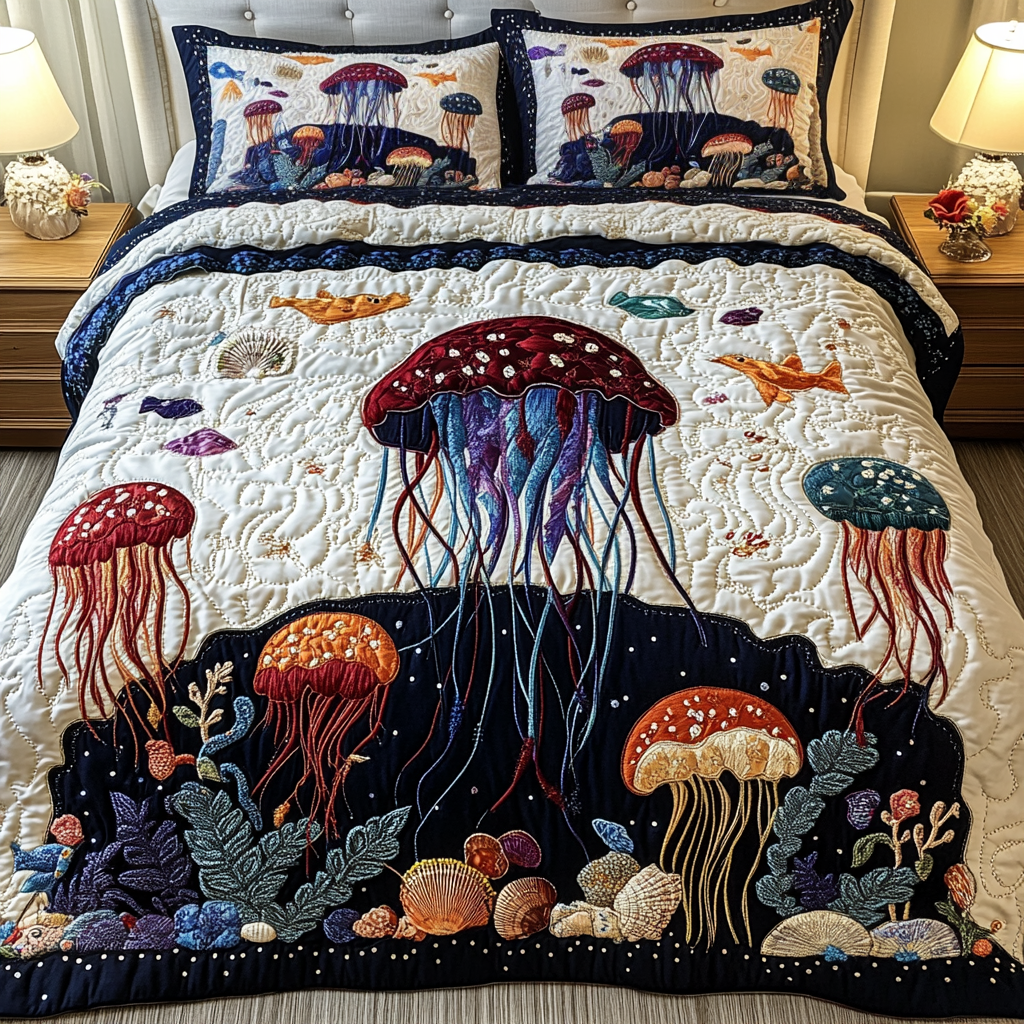 Deep Sea Drift 3-Piece Quilted Bedding Set NCU0DK2376