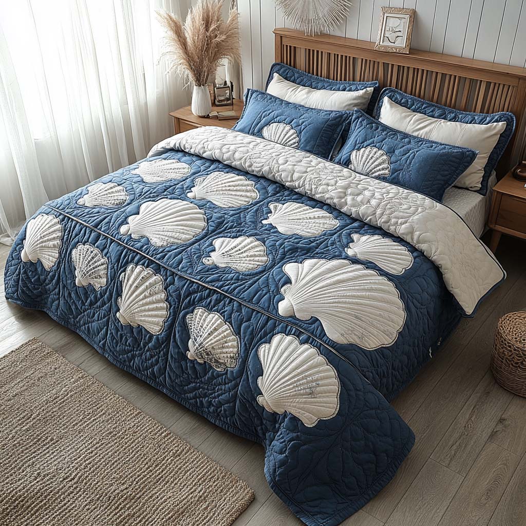 Deep Sea Shells 3-Piece Quilted Bedding Set NCU0XD2238