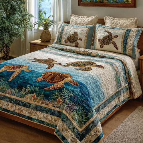 Deep Sea Turtle 3-Piece Quilted Bedding Set NCU0NT11707