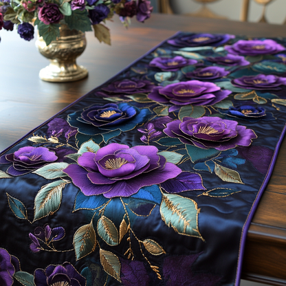 Deep Violet Bloom Quilted Table Runner NCU0VL1424