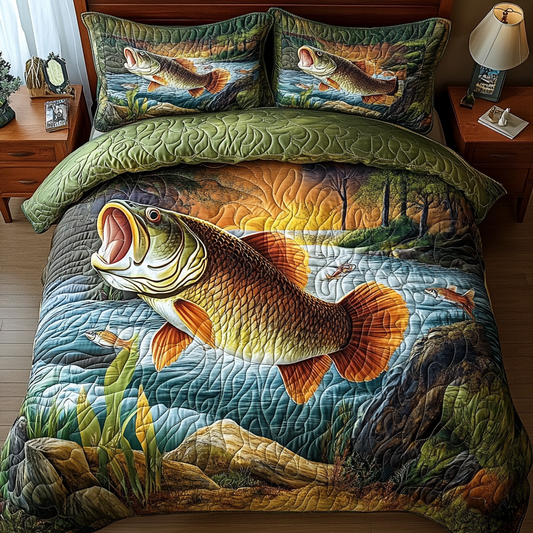 Deep Water King 3-Piece Quilted Bedding Set NCU0DV3816