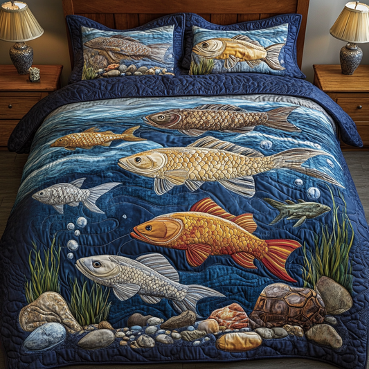 Deep Waters 3-Piece Quilted Bedding Set NCU0VH2101