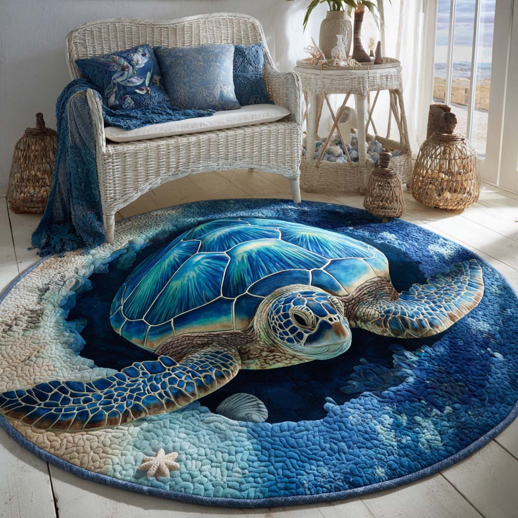 Deepsea Turtle Quilted Round Mat NCU0HH1889