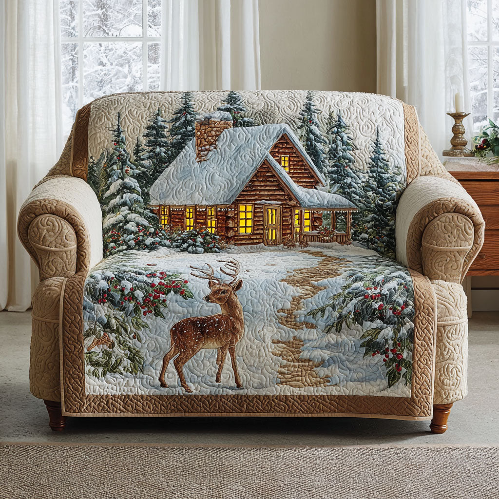 Deer Cabin Quilted Sofa Cover NCU0TV876