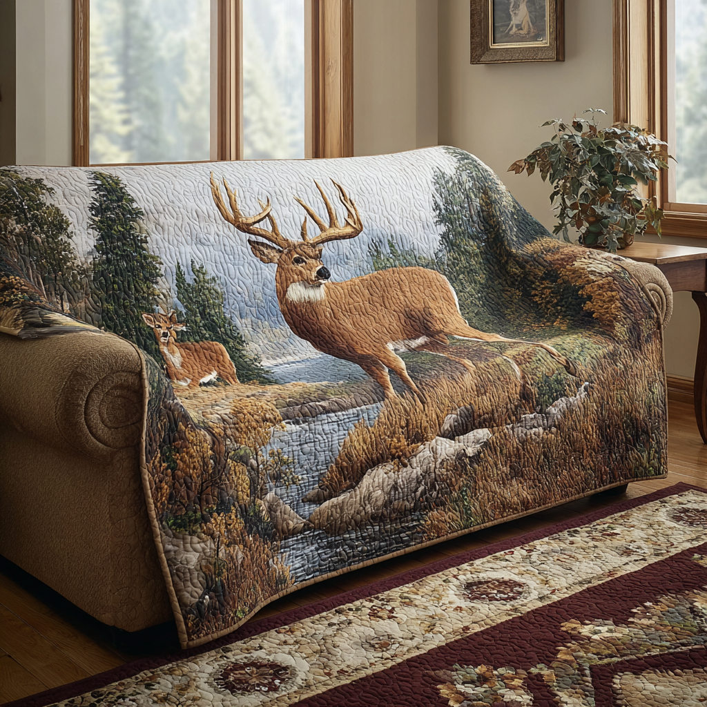 Deer Quilted Sofa Cover NCU0VT336
