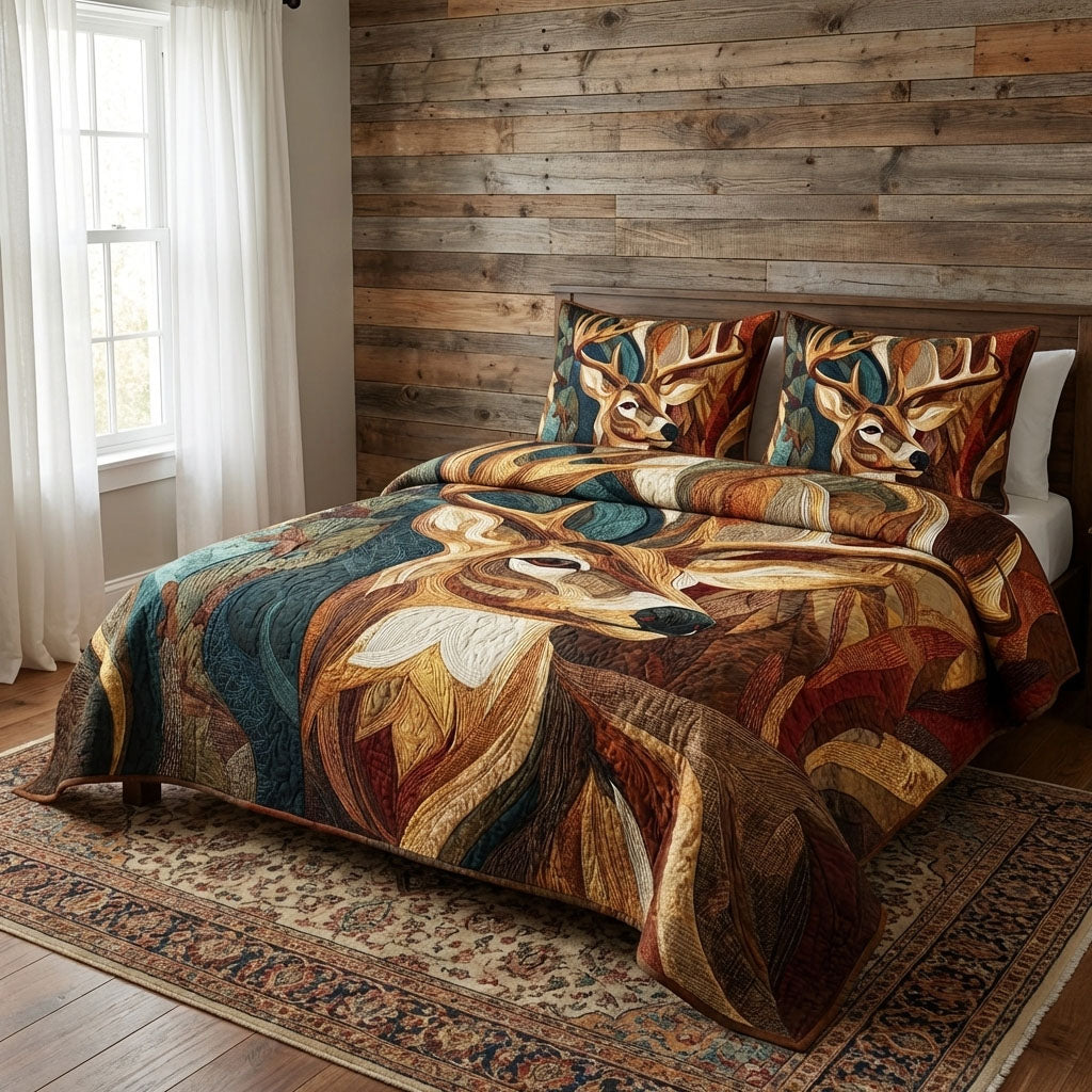 Deer Haven 3-Piece Quilted Bedding Set NCU0DK12267