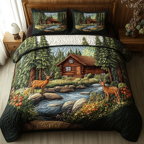 Deer Haven 3-Piece Quilted Bedding Set NCU0VL2608