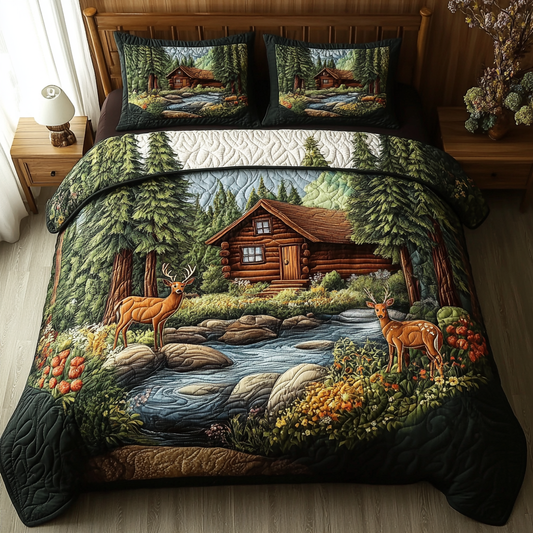 Deer Haven 3-Piece Quilted Bedding Set NCU0VL2608