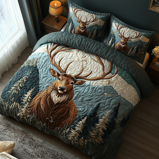 Deer Haven 3-Piece Quilted Bedding Set NCU0DV3157