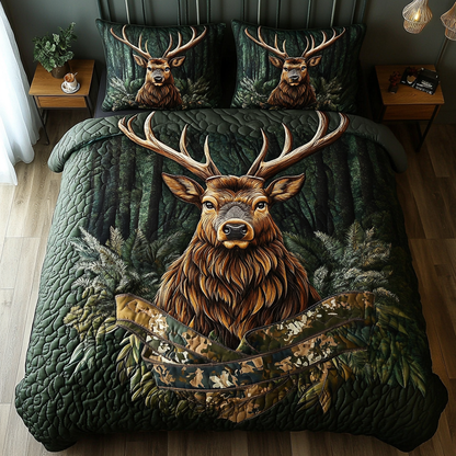 Deer Journey 3-Piece Quilted Bedding Set NCU0DK7959