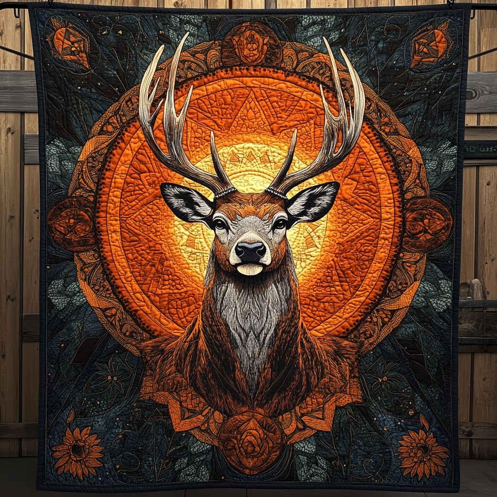 Deer Mandala Quilted Blanket NCU0DK772