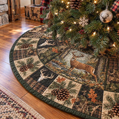 Deer Meadow Cabin Christmas Quilted Tree Skirt NCU0PT12319