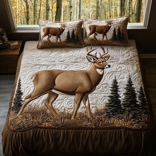 Deer Path 3-Piece Quilted Bedding Set NCU0DV5318