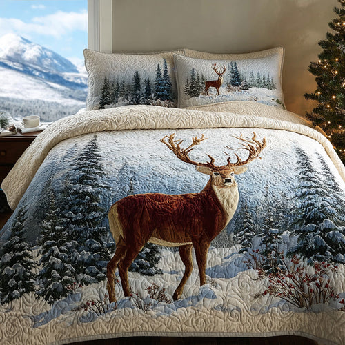 Deer Winter Charm 3-Piece Quilted Bedding Set NCU0DV7557