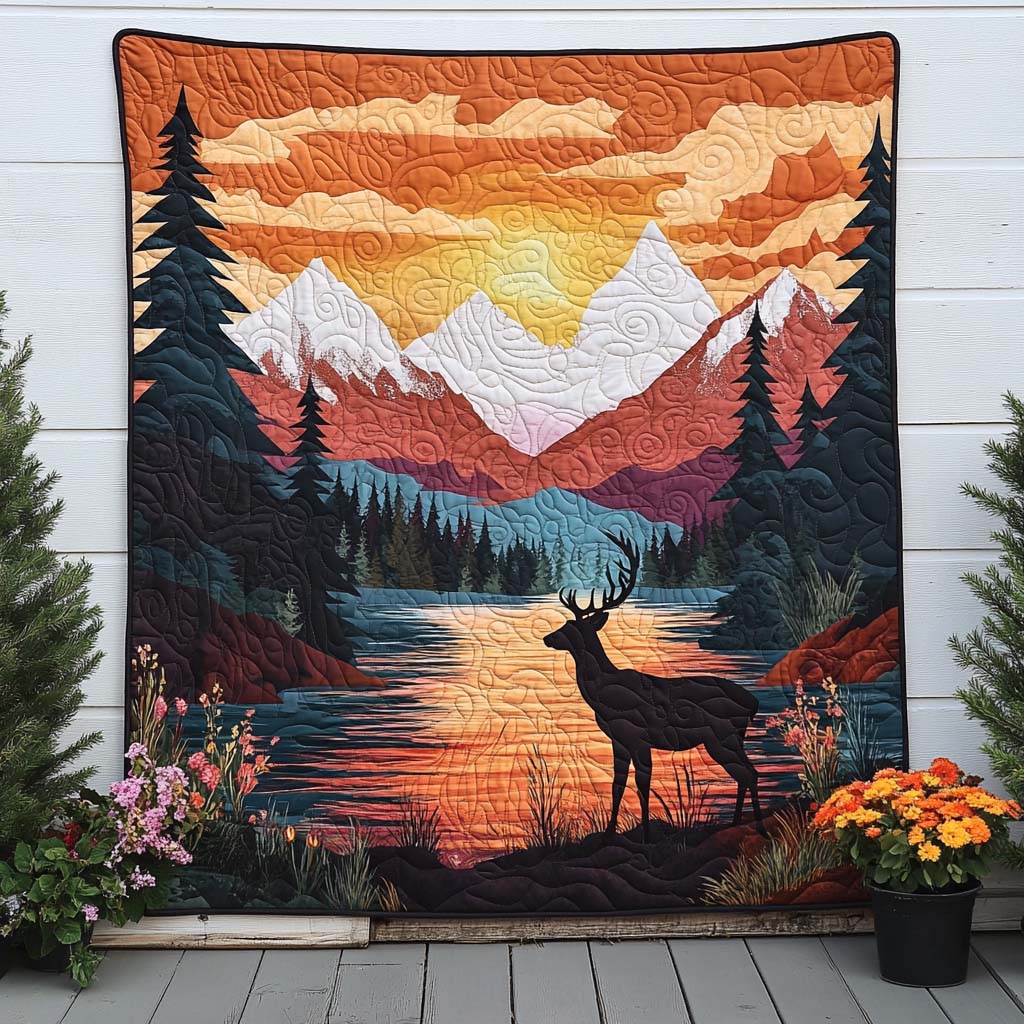 Deer in Bloom Quilted Blanket NCU0NT8114