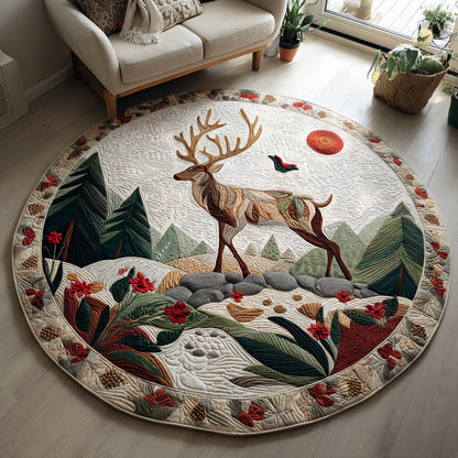 Deer in Nature Quilted Round Mat NCU0HH149