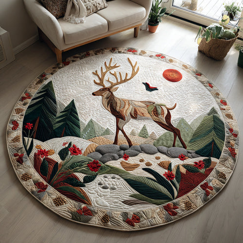 Deer in Nature Quilted Round Mat NCU0HH149
