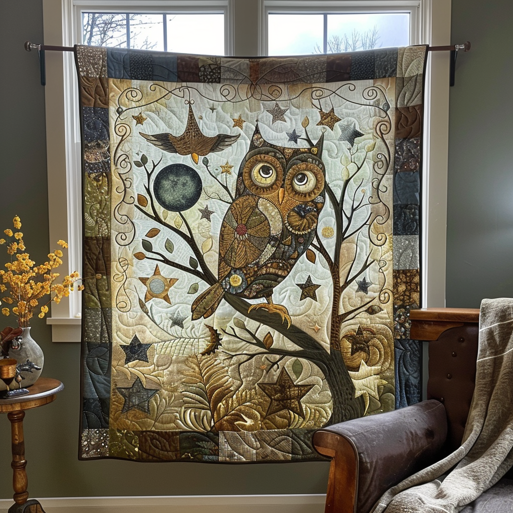 Delightful Owl Quilted Blanket NCU0VL143