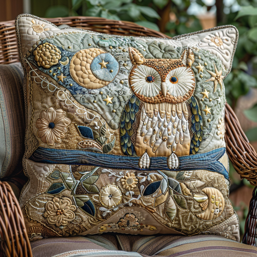 Delightful Owl Quilted Pillow Case NCU0VL155