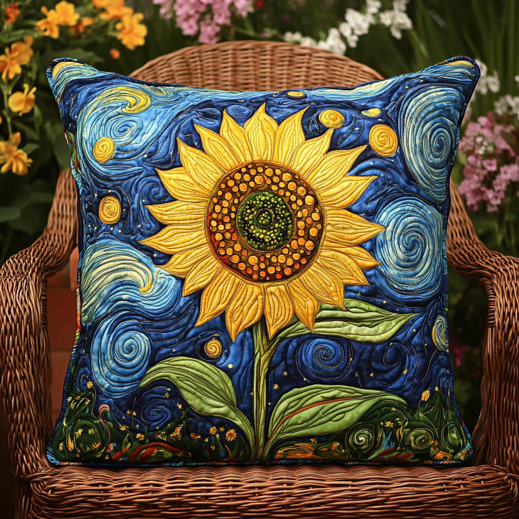 Delightful Sunflowers Quilted Pillow Case NCU0VL355