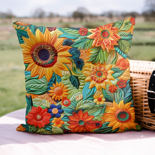 Delightful Sunflowers Quilted Pillow Case NCU0VL705