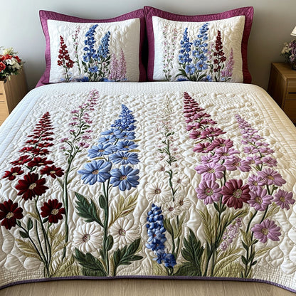 Delphinium Melody 3-Piece Quilted Bedding Set NCU0PT6875